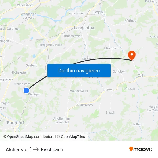 Alchenstorf to Fischbach map