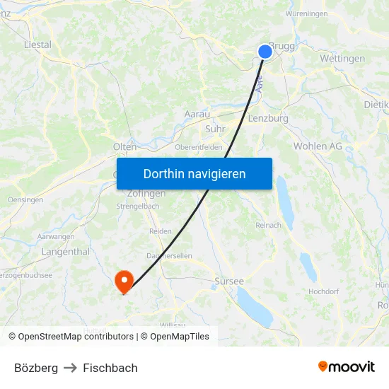 Bözberg to Fischbach map