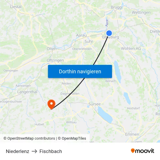 Niederlenz to Fischbach map