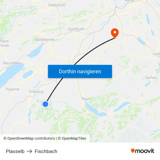 Plasselb to Fischbach map