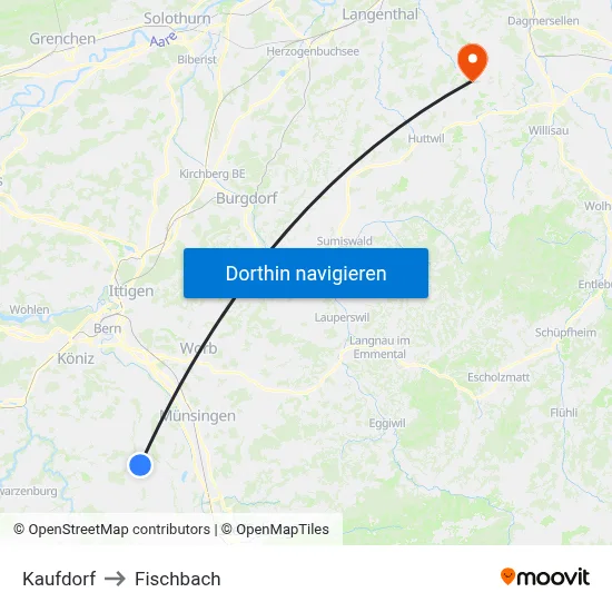 Kaufdorf to Fischbach map