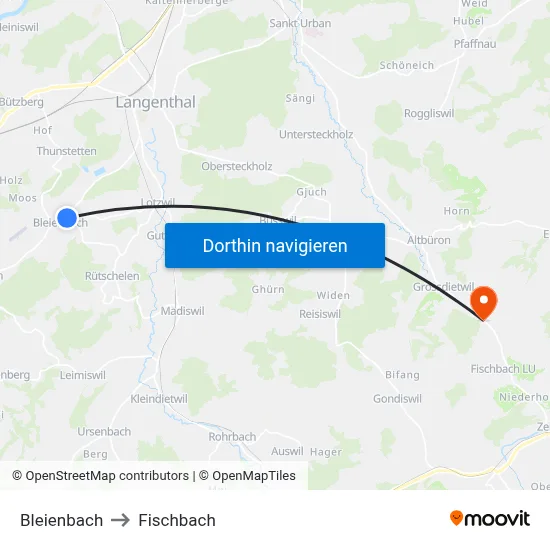 Bleienbach to Fischbach map