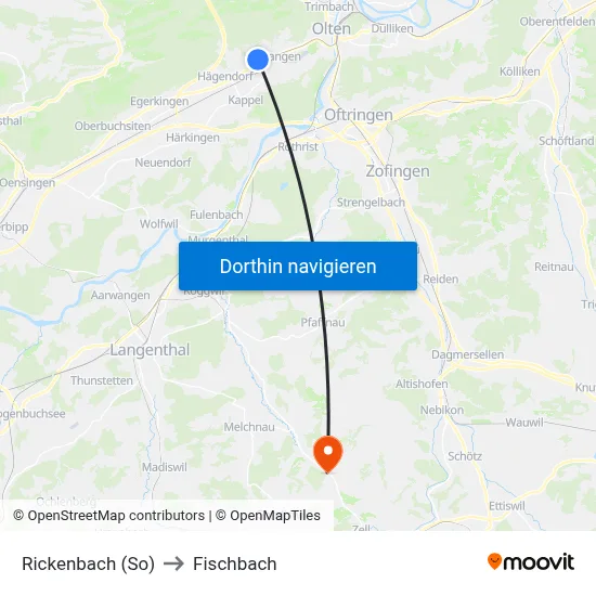 Rickenbach (So) to Fischbach map