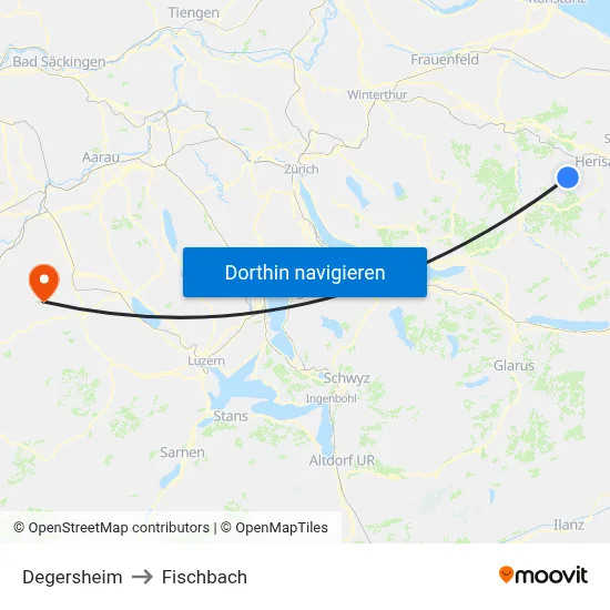 Degersheim to Fischbach map