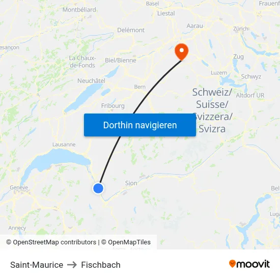 Saint-Maurice to Fischbach map