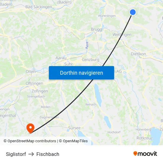 Siglistorf to Fischbach map