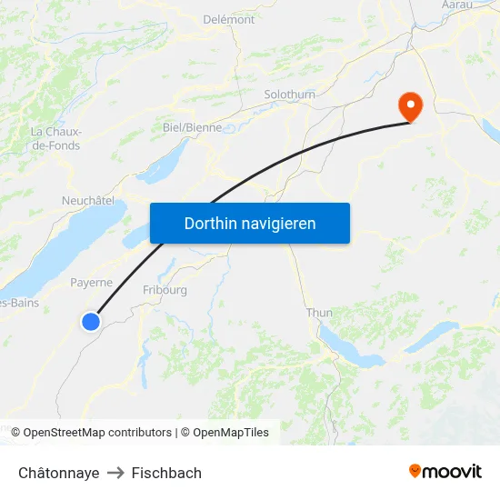Châtonnaye to Fischbach map