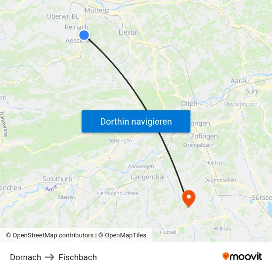 Dornach to Fischbach map
