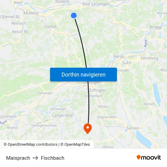 Maisprach to Fischbach map
