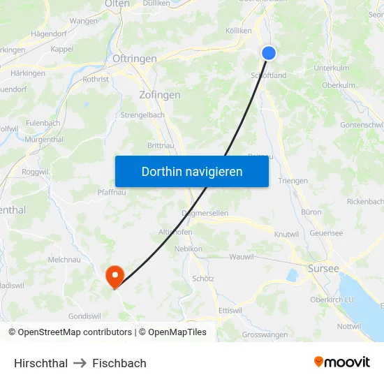 Hirschthal to Fischbach map