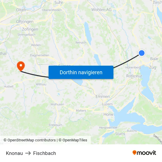 Knonau to Fischbach map