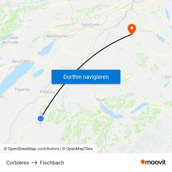 Corbières to Fischbach map