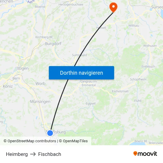 Heimberg to Fischbach map