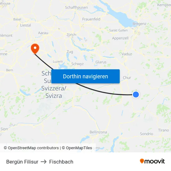 Bergün Filisur to Fischbach map