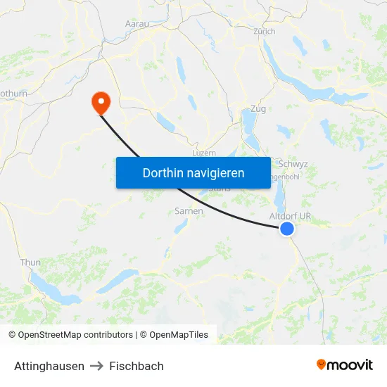 Attinghausen to Fischbach map