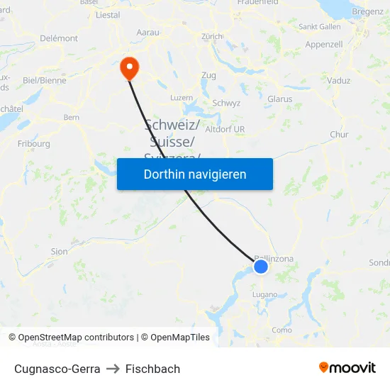 Cugnasco-Gerra to Fischbach map