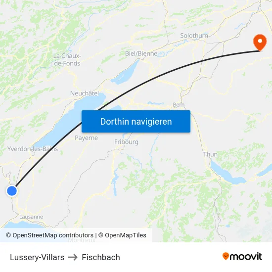 Lussery-Villars to Fischbach map