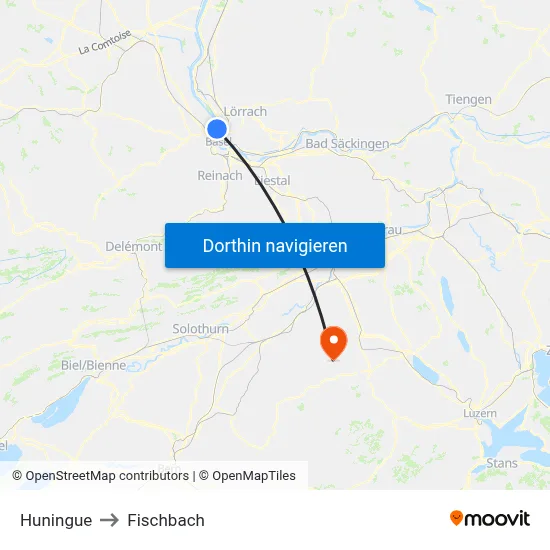 Huningue to Fischbach map