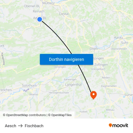Aesch to Fischbach map