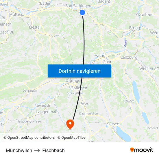 Münchwilen to Fischbach map