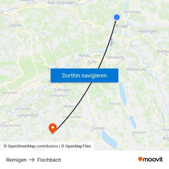 Remigen to Fischbach map