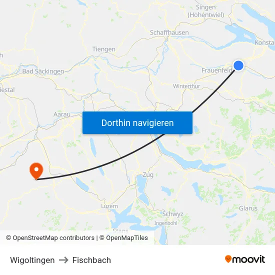 Wigoltingen to Fischbach map