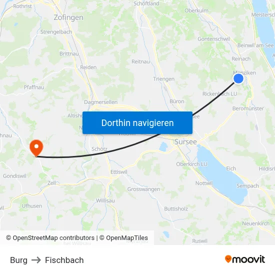 Burg to Fischbach map