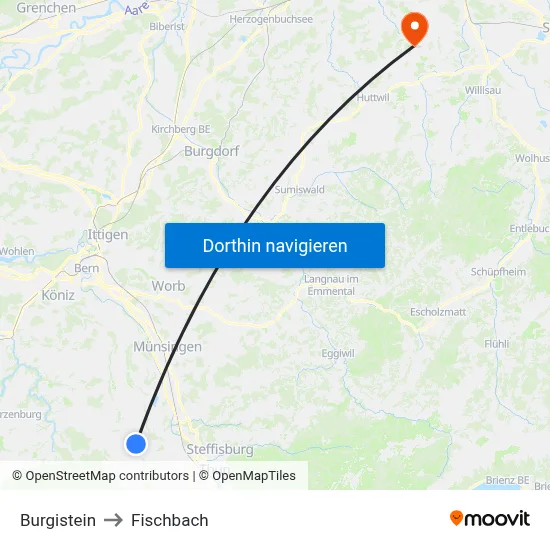 Burgistein to Fischbach map