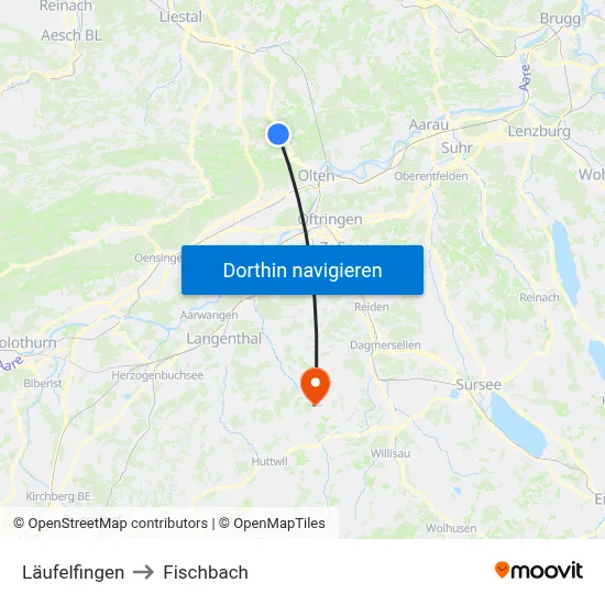 Läufelfingen to Fischbach map