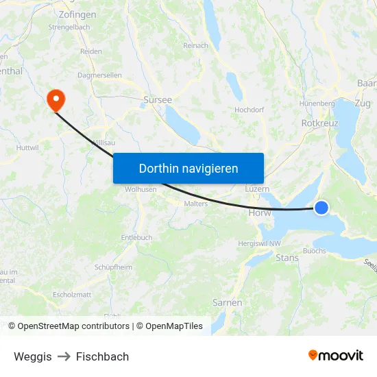 Weggis to Fischbach map