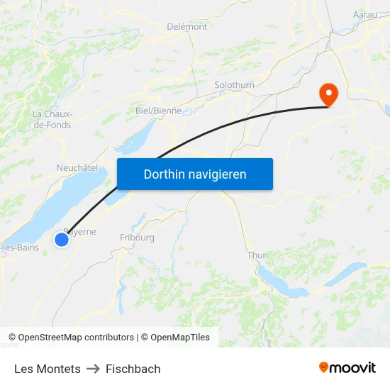 Les Montets to Fischbach map