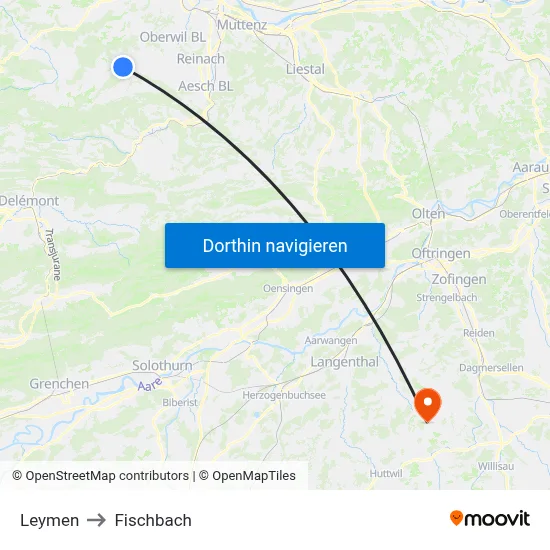 Leymen to Fischbach map