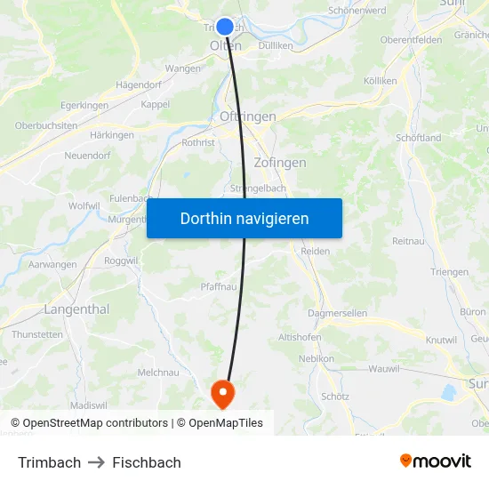 Trimbach to Fischbach map
