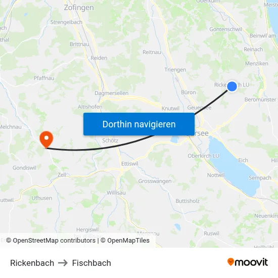 Rickenbach to Fischbach map