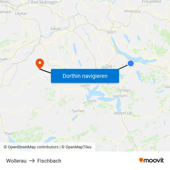 Wollerau to Fischbach map