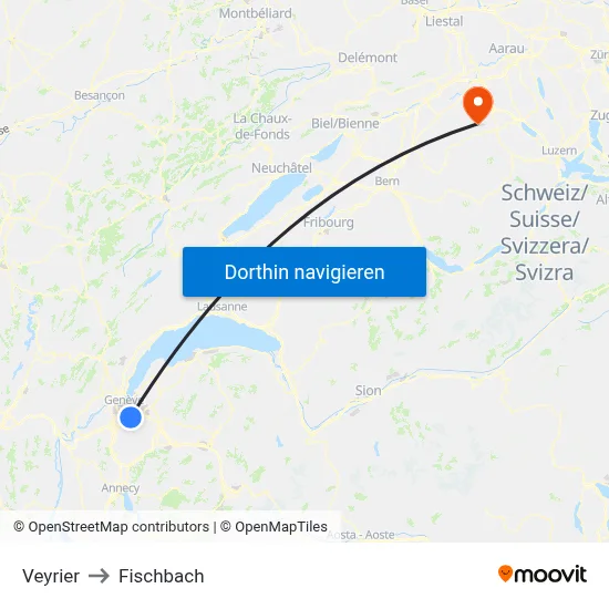 Veyrier to Fischbach map