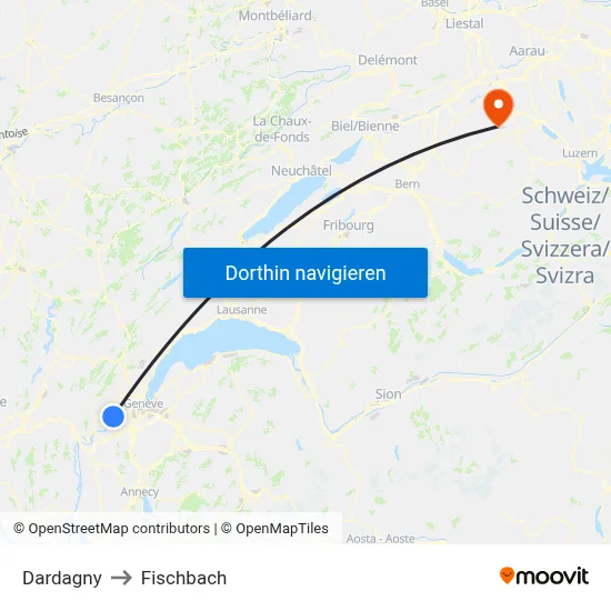 Dardagny to Fischbach map