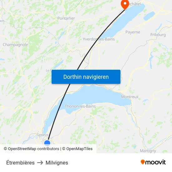 Étrembières to Milvignes map