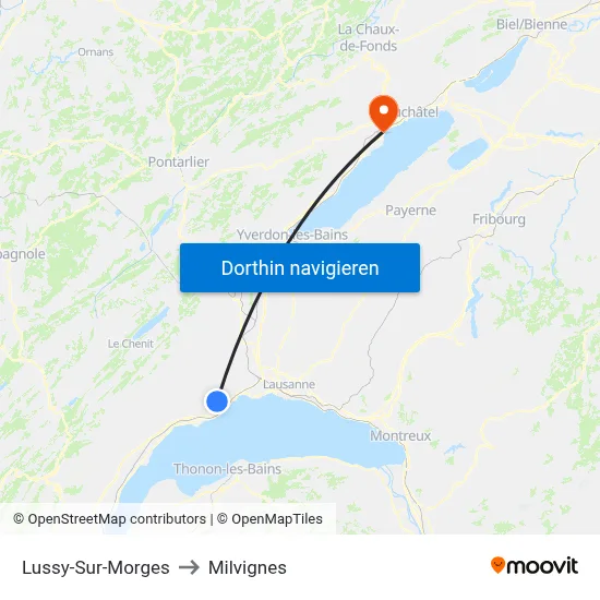 Lussy-Sur-Morges to Milvignes map
