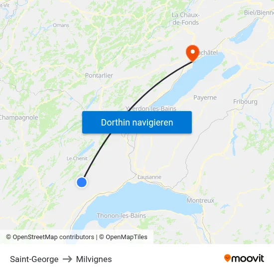 Saint-George to Milvignes map