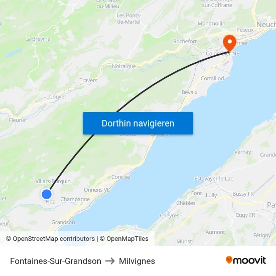 Fontaines-Sur-Grandson to Milvignes map