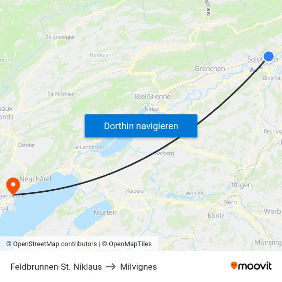 Feldbrunnen-St. Niklaus to Milvignes map