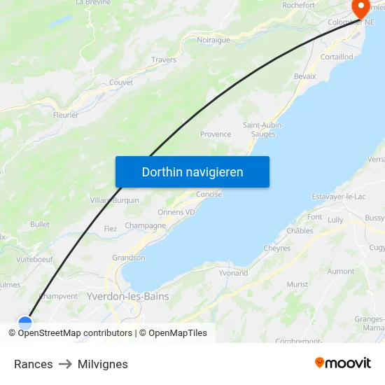 Rances to Milvignes map