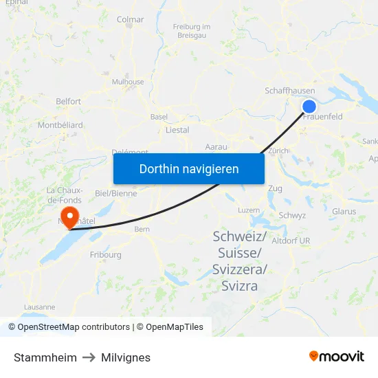 Stammheim to Milvignes map
