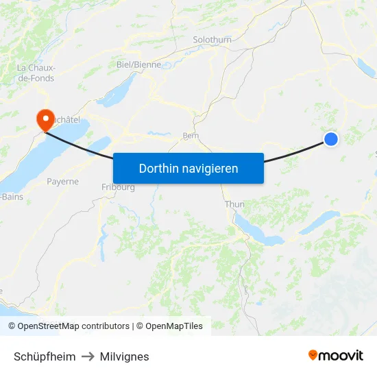 Schüpfheim to Milvignes map