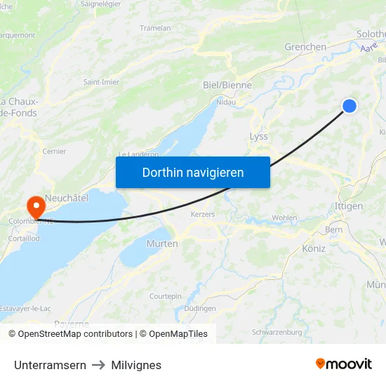 Unterramsern to Milvignes map