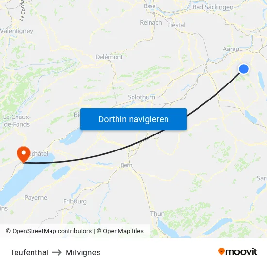 Teufenthal to Milvignes map