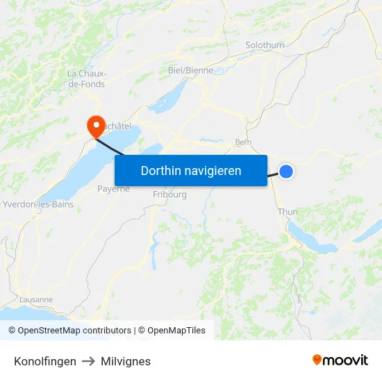 Konolfingen to Milvignes map