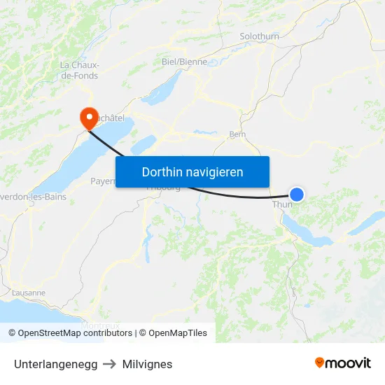 Unterlangenegg to Milvignes map