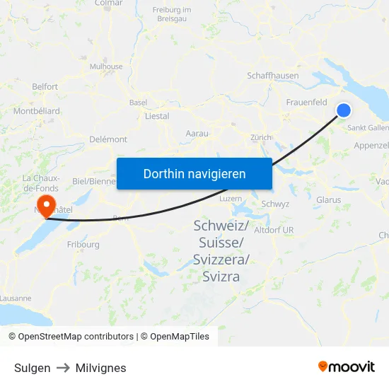 Sulgen to Milvignes map